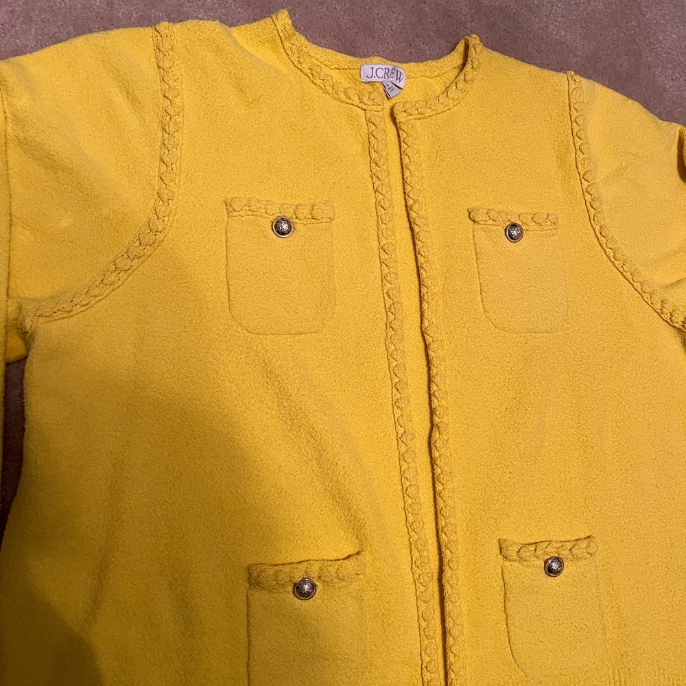 J Crew Textured sweater lady jacket in yellow
